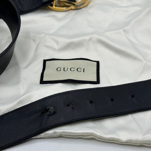 GUCCI GG Marmont Wide Leather Belt With Buckle Gold Sz 100 / 40 - Picture 5 of 7